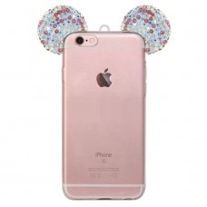 Samsung Galaxy J1 - Mickey 3D Bling Bling Crystal Ear with Removable Strap TPU Soft Protective Cover Case - Colorful